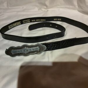 Diesel Black Leather Belt for Men